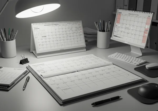 Hyper-organized desk with underlying anxiety.