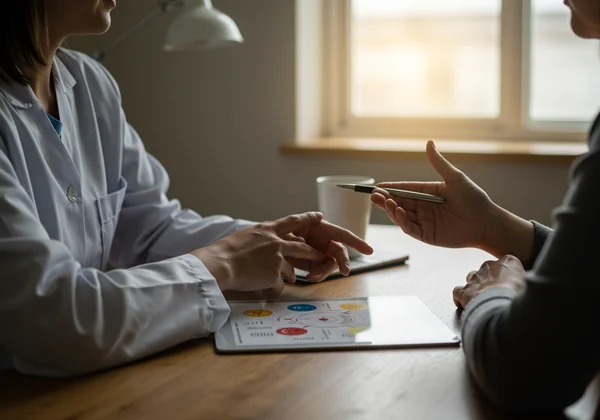 Doctor and patient discussing complex mental health diagnosis