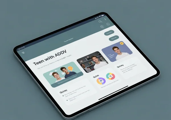 Screen showing a teen ADHD quiz interface