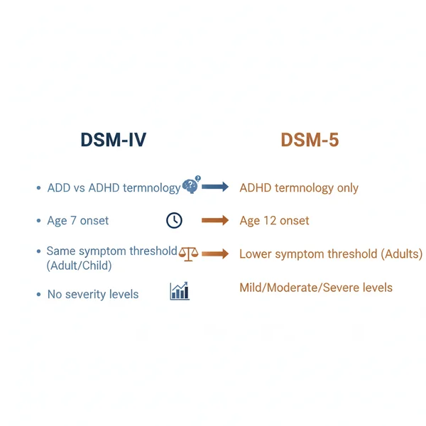 DSM-IV vs DSM-5 ADHD changes comparison