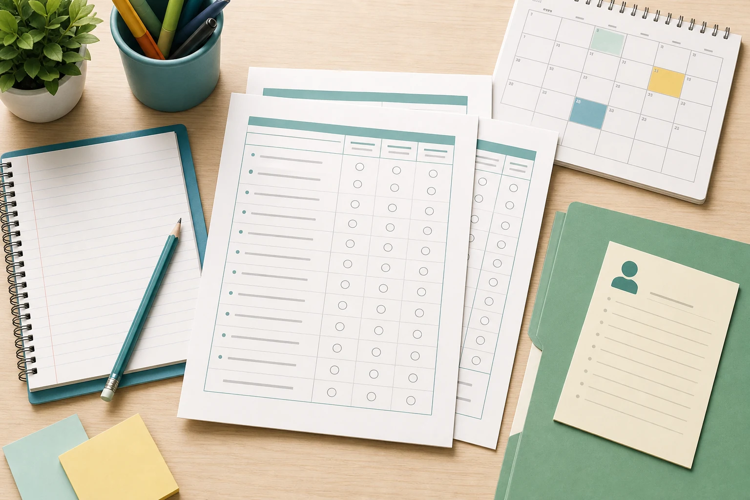 ADHD assessment forms on a desk