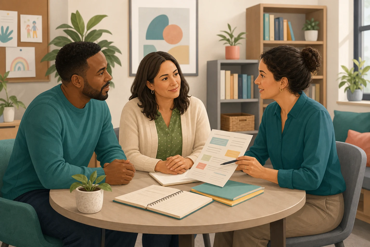Care team discussing child attention supports