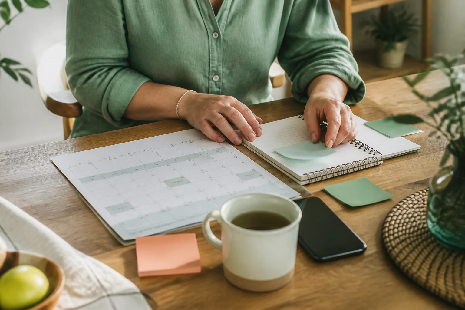 Adult planning with sticky notes